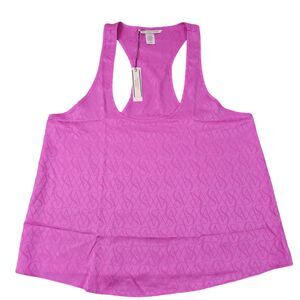 VICTORIA'S SECRET Satin Racerback Tank Pink Berry Logo Womens Size Medium Relax